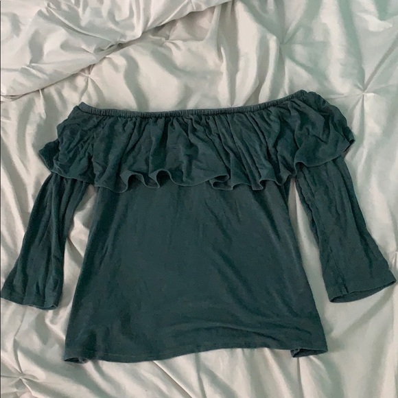Dark green American Eagle Off-The Shoulder Shirt - Picture 1 of 1